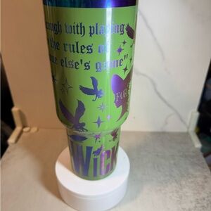 Green and Purple Tumbler with Wicked Design